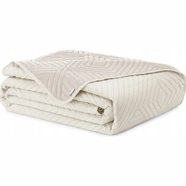 AmeliaHome Gewatteerde plaid 220x240 cm - Beige/Crème - OEKO-TEX gecertificeerd