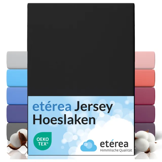 etérea Himmlische Qualität etérea Jersey Hoeslaken 100x200 - 120x200 cm Oekotex Made in Green - 100% katoen - zwart