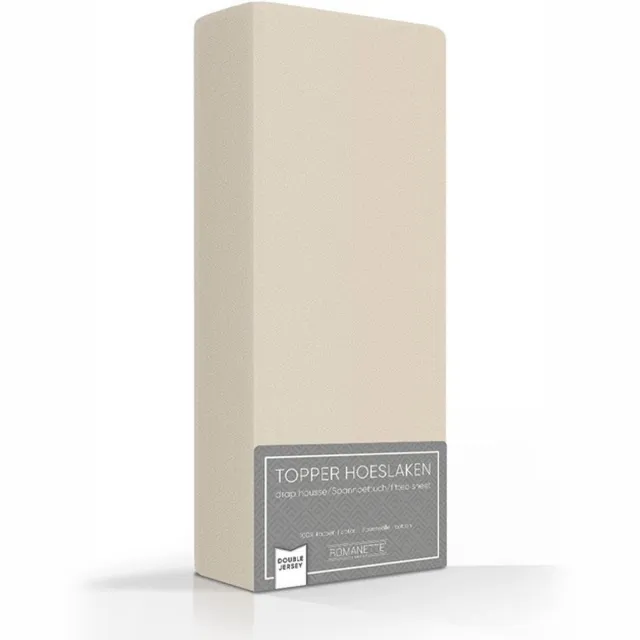 Romanette Zachte Dubbel Jersey Topper Hoeslaken - Lits-jumeaux (160/180x200/210/220 cm) - Zand