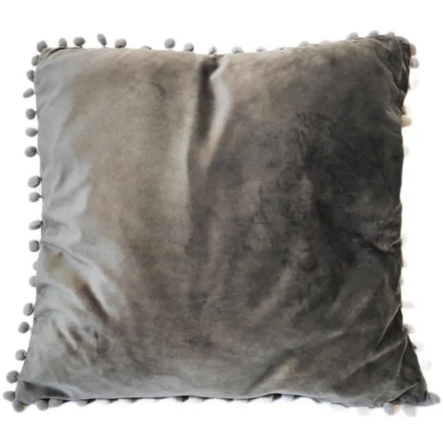 Granda Decoratieve Kussensloop 40x40 cm Velours met Pompons Grijs