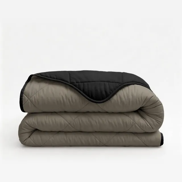 Sleeptime Lazy Lazy Uni Dekbed – Wasbaar | Tweepersoons – 200 x 200cm +2 x kussenslopen 60×70cm | Luxe & Comfortabel Slapen – Taupe/Zwart