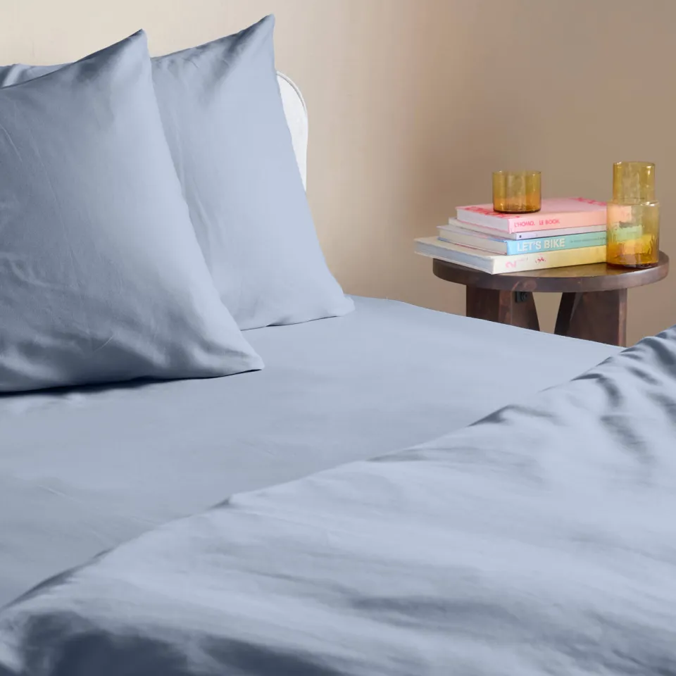 NOUS Living katoen-satijnen hoeslaken blauw, foto 2