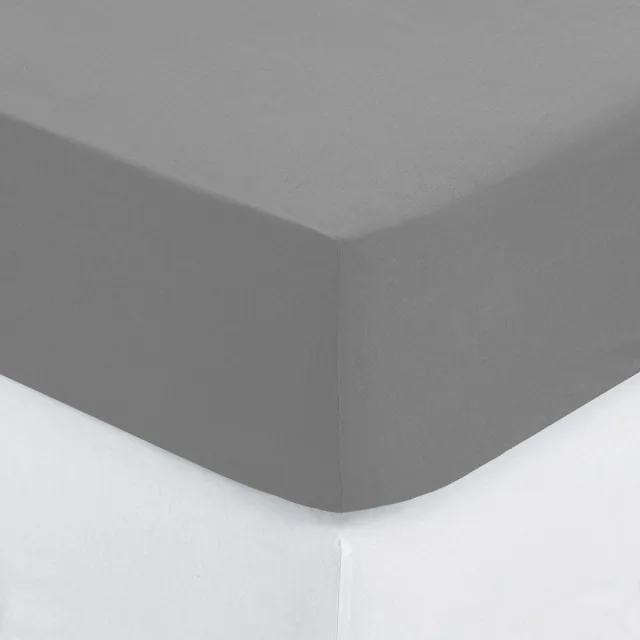 Atmosphera Créateur d'intérieur® Hoeslaken van katoenpercal LANDIHA gris moyen
