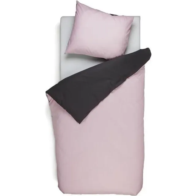 Snoozing Two Tone - Flanel - Dekbedovertrek - 1 kussensloop - Roze/Antraciet