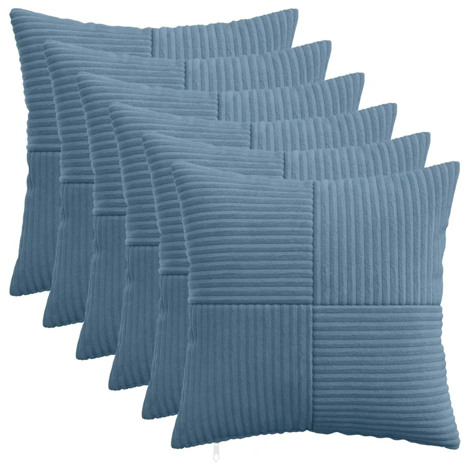 vidaXL Kussensloop 6 st ALMELO Blauw 35 x 35 cm corduroy, foto 3