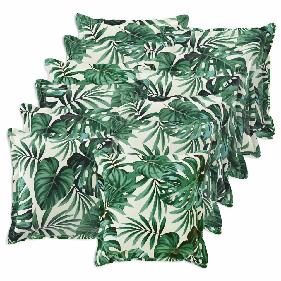 vidaXL Kussensloop 12 st HOUTEN Bladpatroon 50 x 50 cm Polyester groen, foto 3