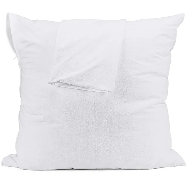Ibenzoa Set van 2 waterdichte kussenslopen met ritssluiting en badstof, 65 x 65 cm wit