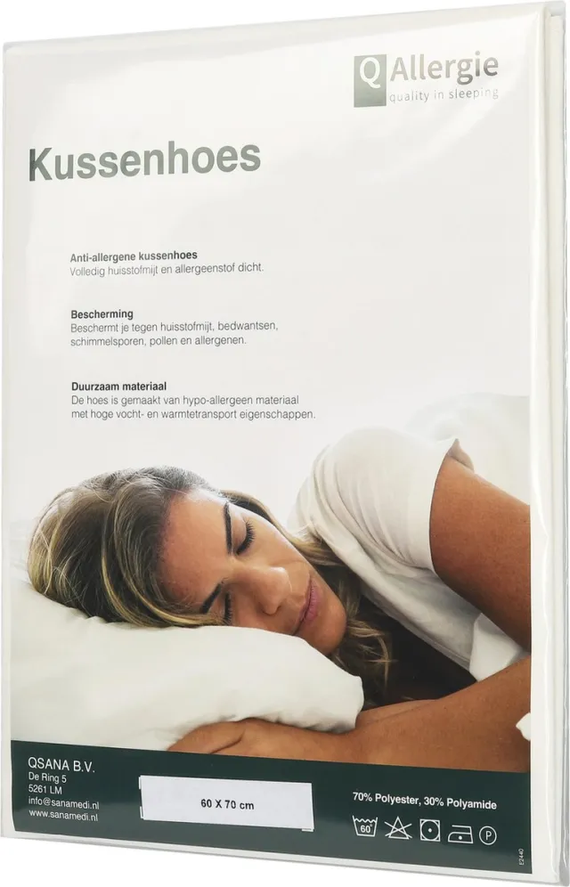 Sanamedi Q-Allergie Kussenhoes - Anti-huisstofmijt - Anti-Allergie - 50x70 cm Roomwit