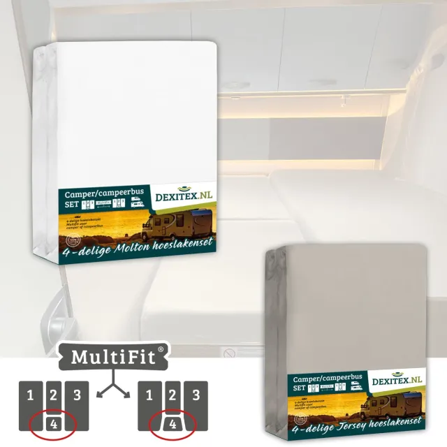 dexitex 1 x Molton + 1 x Hoeslaken Zandkleur / 4 delige set-Geschikt voor Camper lengtebedden of enkele bedden 1 Molton + 1 hoeslaken Zandkleur