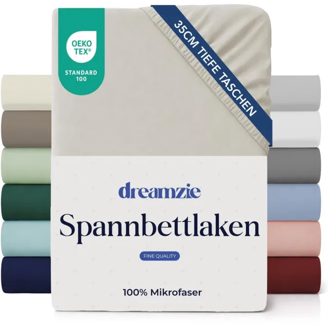 Dreamzie Merkloos Spannend Laken 180x200cm - 35cm Diep - Zacht Microvezel - Beige