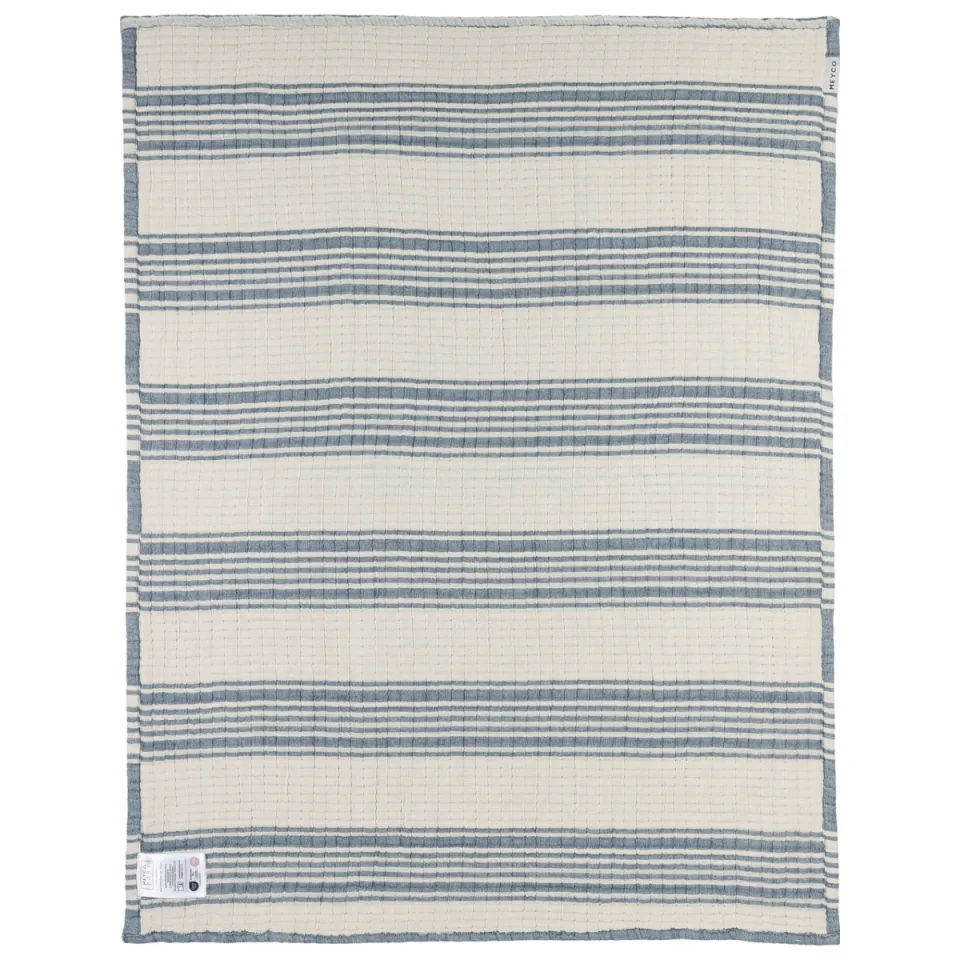 Meyco Stripe Jacquard hydrofiele ledikantdeken indigo, foto 6