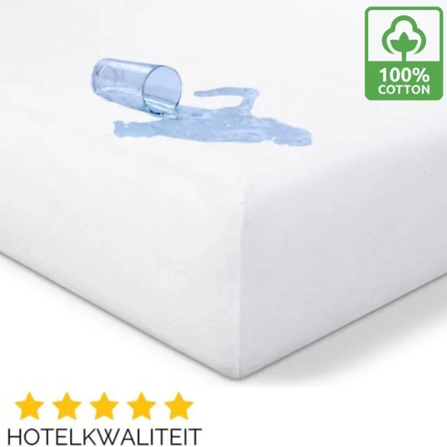 Droomtextiel Waterdichte Matrasbeschermer 200x220 cm - Anti Bacterieel - Incontinentie Molton Hoeslaken - Hoogwaardige Kwaliteit Wit