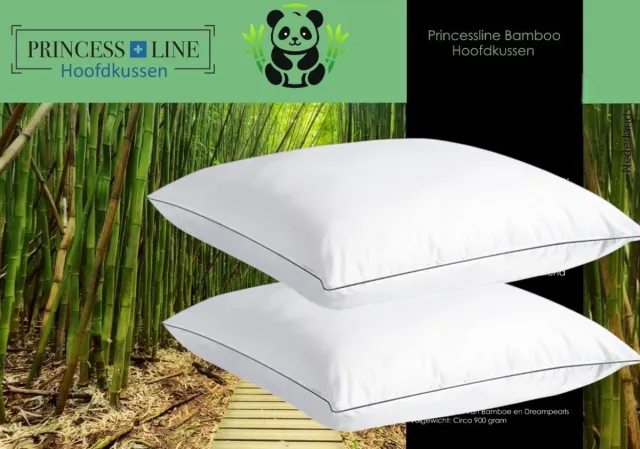 Princess Line Hoofdkussen - Set van 2 - Percale Katoenen Hoes - 60x70 cm - Bamboe & 3D Vezelballetjes | Extra Comfort & Ventilatie Wit