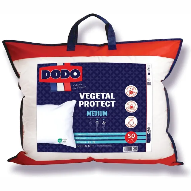 Vente-unique Hoofdkussen DODO natuurlijk anti-huisstofmijt op basis van essentiële muntolie - 50 x 70 cm - VEGETAL PROTECT Wit