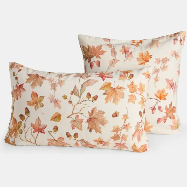 Loberon Kussenhoes set van 2 Junniper crème/bruin