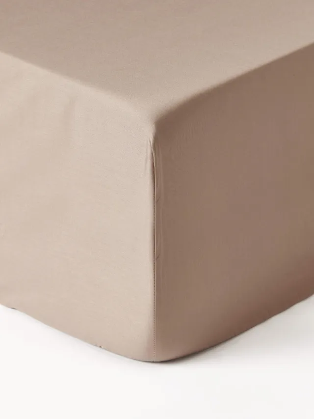 Westwing Collection Divan hoeslaken Premium van katoensatijn Beige