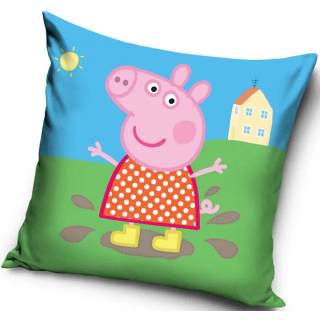 Peppa Pig kussensloop - 40 x 40 cm - exclusief vulling roze groen blauw