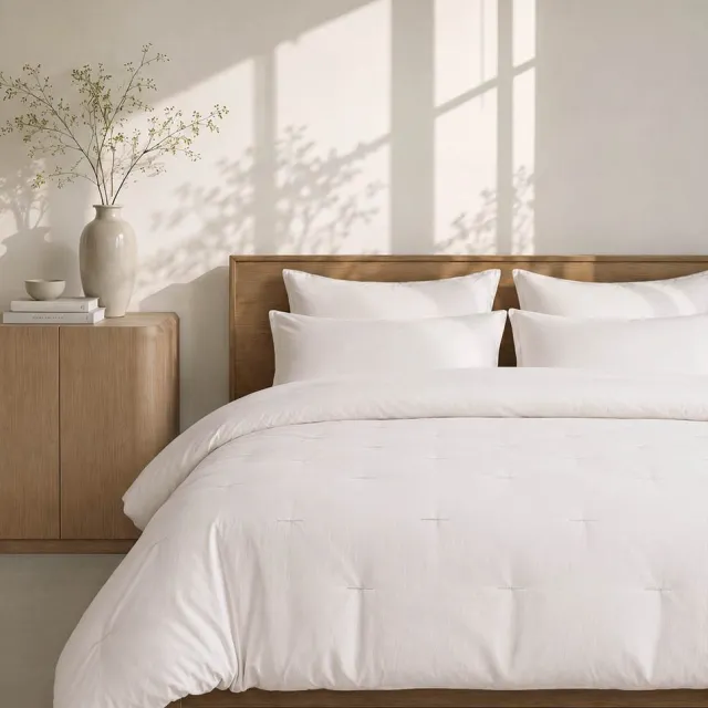 HOOMstyle Wasbaar dekbed zonder overtrek - 240x220 lits jumeaux met 2x kussensloop - Cotton White