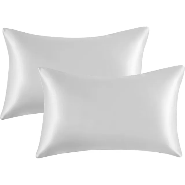 Famanu Satijnen kussenslopen set van 2 stuks in wit, standaardformaat 50 x 75 cm met envelopsluiting, ideaal voor haar en huid, voor een luxueuze en comfortabele nachtrust rood