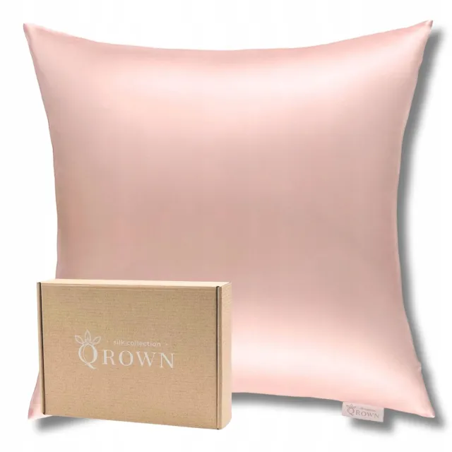 Qrown Zijden Kussensloop 40x40cm - Luxe Natuurlijk Moerbei Zijde & Katoen Lichtroze