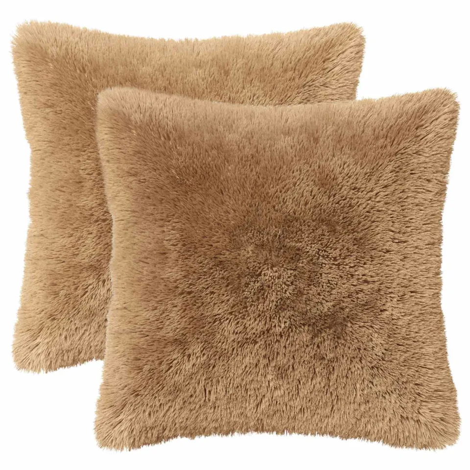 vidaXL Kussensloop 2 st HEERLEN Taupe 35 x 35 cm PV Fleece, foto 2