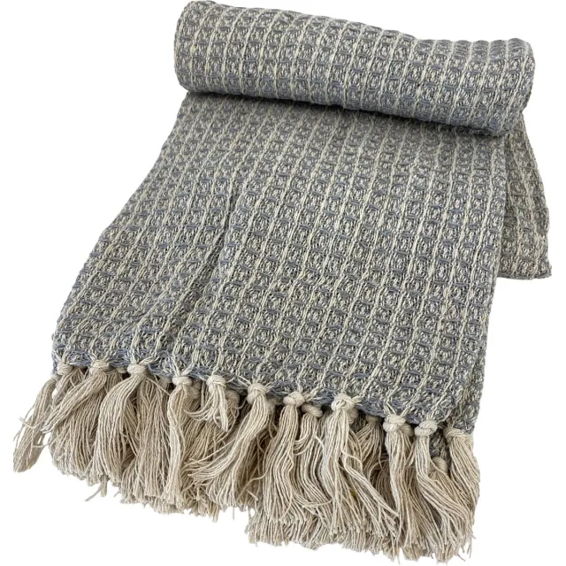 Take A Plaid Plaid - deken - sprei - Eco - katoen - recycled - 125 x 150 cm - TH-11-21 Grijs