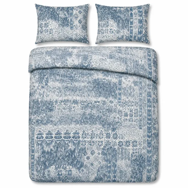 decoware Dekbedovertrek Pava 240x220 cm - Blauw - Katoen - Met Kussenslopen - Lits-Jumeaux