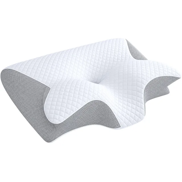 Veya Hoofdkussen - Hoofdkussens - Ergonomisch - Nekklachten - Zijslaper - Traagschuim - Wit - 60 x 35 cm (lxb) - Hoes is wasbaar