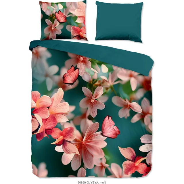 Pure dekbedovertrek bloemen - Lits jumeaux 240x200/220 cm - Multi - Microvezel