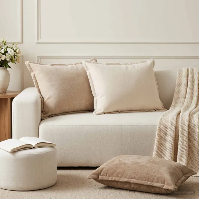vidaXL Kussensloop 2 st HOUTEN Taupe 50 x 75 cm Chenille Stof