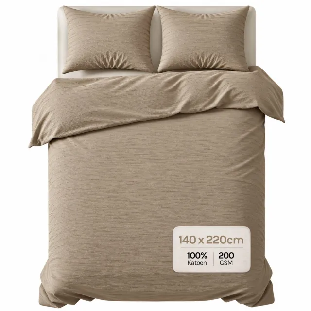 Zydante Dekbedovertrek Set - Dekbedhoes met 1 Kussensloop - Mousseline - Taupe