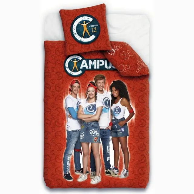 Campus 12 Dekbedovertrek - Eenpersoons - 140x200cm - Rood - Flanel
