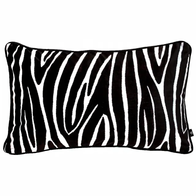 Chic Home Zebra Kussenhoes 50x30cm Zwart Wit Fluweel Glamour
