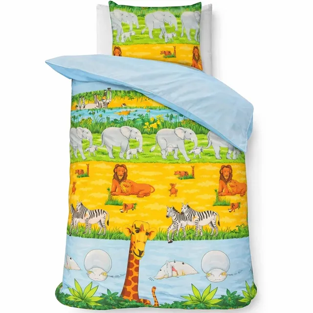 decoware Kinderdekbedovertrek Jungle - Katoen - Dieren Thema - Met Kussensloop Groen