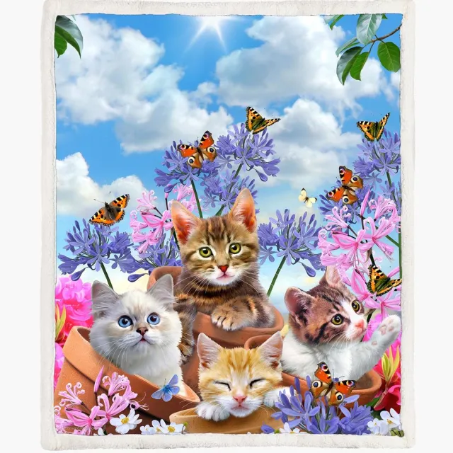 The Coloured House Katten Fleece Deken 150*200cm Garden Wonders Multicolor