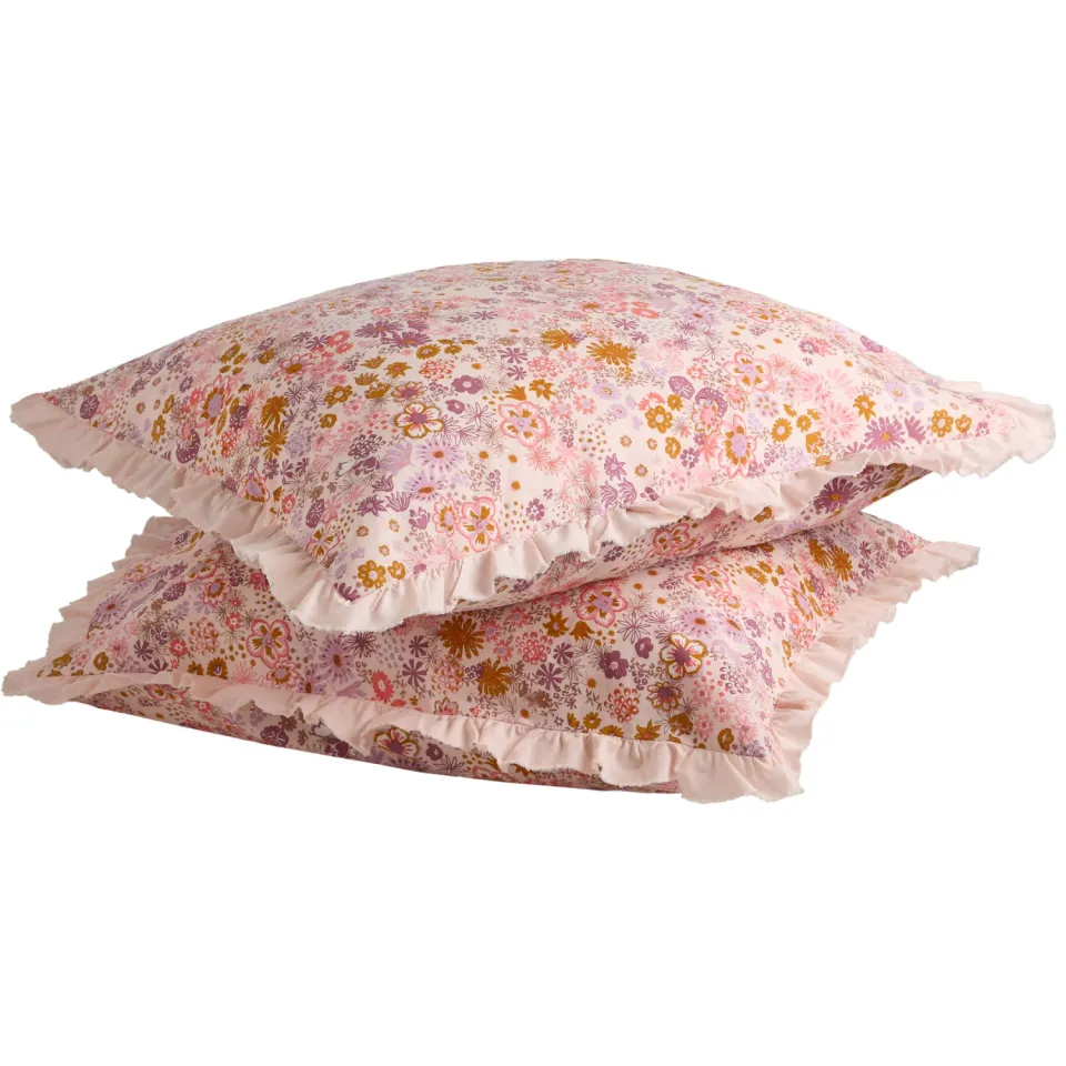 NOUS Living katoenen kussensloop met print roze, foto 5