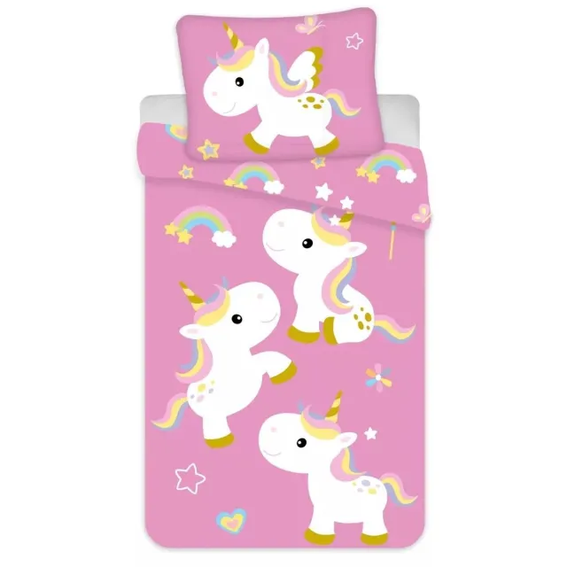 Sweet Home dekbedovertrek Unicorn Fun 135 x 200 cm (Duitse maat) - 80 x 80 cm - katoen Pink