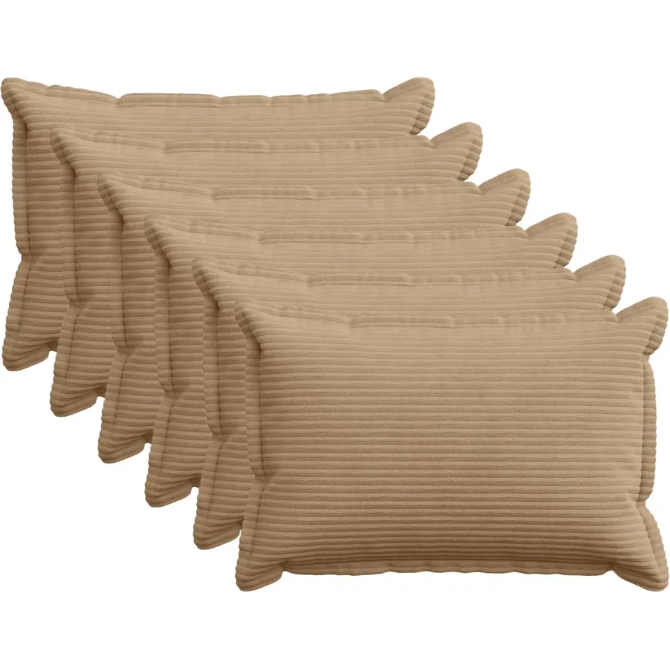 vidaXL Kussensloop 6 st HOUTEN Bruin 50 x 80 cm corduroy, foto 3