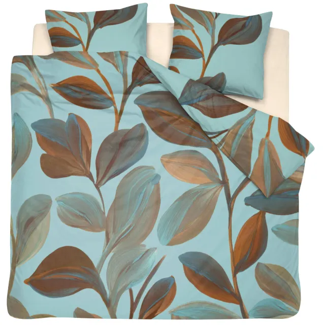 Cinderella katoenen dekbedovertrek blauw bladprint lits-jumeaux