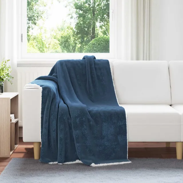 vidaXL plaid Marineblauw 150 x 130 cm 1 kg Fleece, foto 2