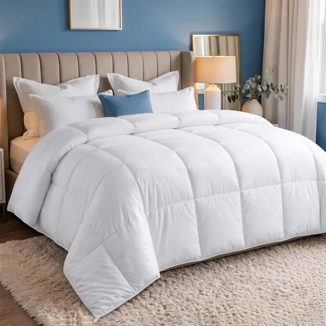 QEVA Dekbed - Dekbed zonder Overtrek - Warmtedeken - Wit - 200cm x 180cm x 3cm
