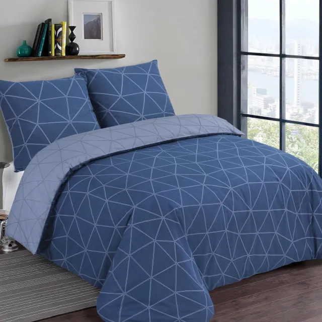 Ibenzoa Duurzame en Comfortabele Omkeerbare Beddengoed Set – met 2 Kussenslopen blauw
