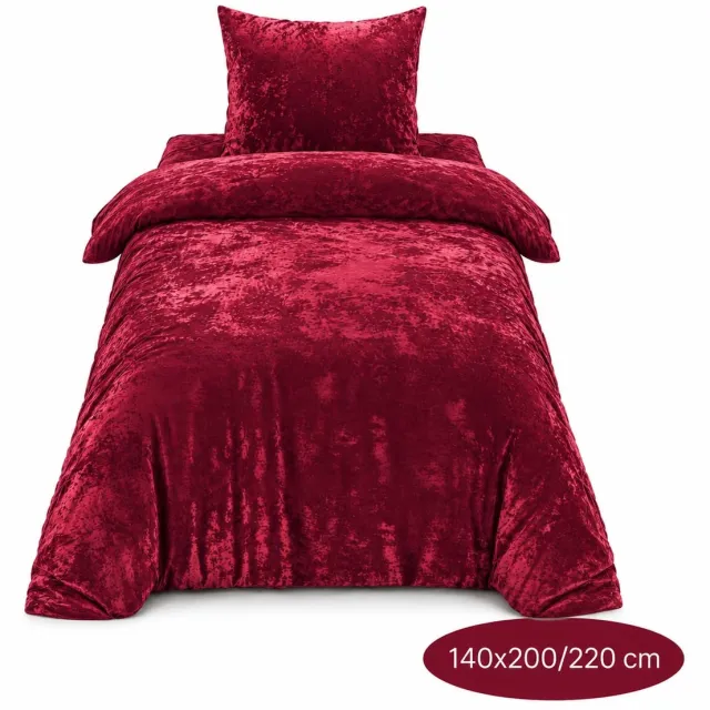 Roden Blue Crushed Velvet Dekbedovertrek - 140x200/220 - Eenpersoons - Bordeaux Rood - Luxe Velours - Extra Zacht - Incl 1 Kussensloop