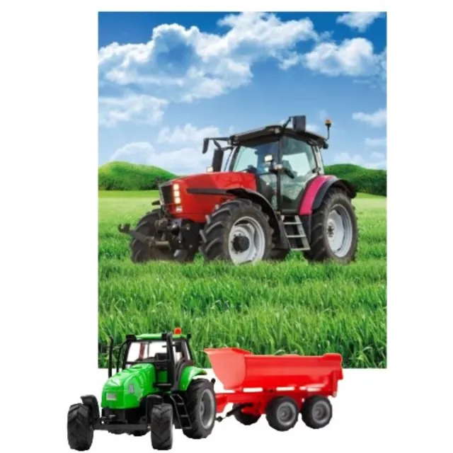 Detexpol Tractor Traktor Bedsprei 170x210 - 100% polyester - inclusief speelset tractor met dumper Rood
