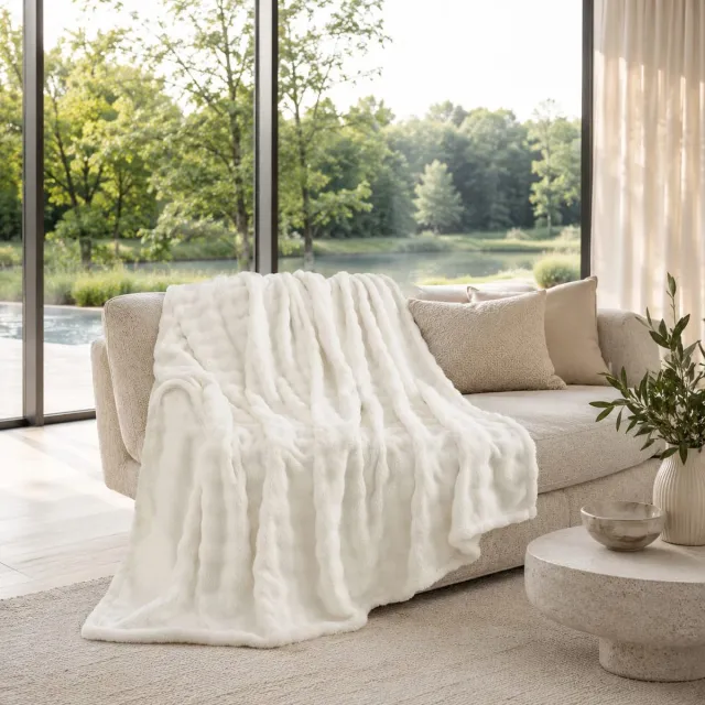 Lano&Go Fleecedeken 130x150 cm - Zachte Bubbelstof, Warm en Knus - Wit - Oeko-Tex