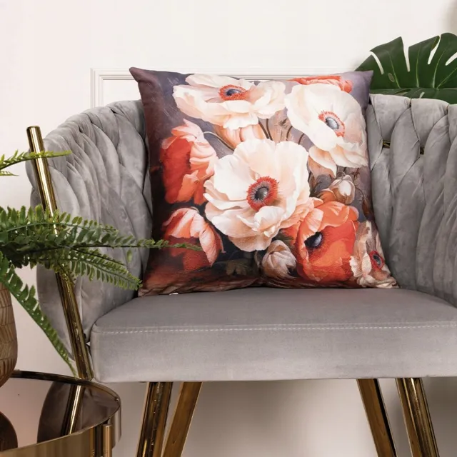 Markizeta Decoratieve Kussenhoes Klaproos 40x40 cm Velours Bloemenprint Multicolor