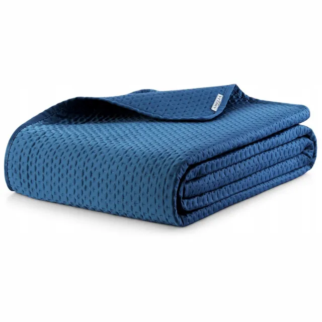 AmeliaHome Blauwe Gewatteerde Plaid 170x210cm voor Bank en Bed