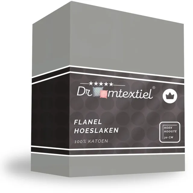 Droomtextiel Hoeslaken Flanel Premium Grijs - 90x200 cm