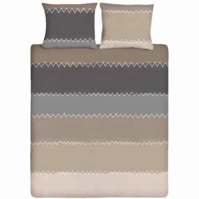 Ten Cate Dekbedovertrek - Dekbedovertrek 140 x 200 - Dekbedovertrekken - Dekbedovertrek 1 persoons - Zigzag Taupe