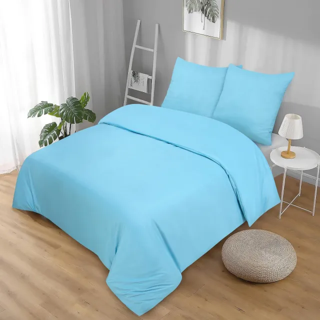 Ibenzoa Katoenen 2-delige beddengoedset met kussensloop en ritssluiting, lichtblauw, voor ultiem comfort